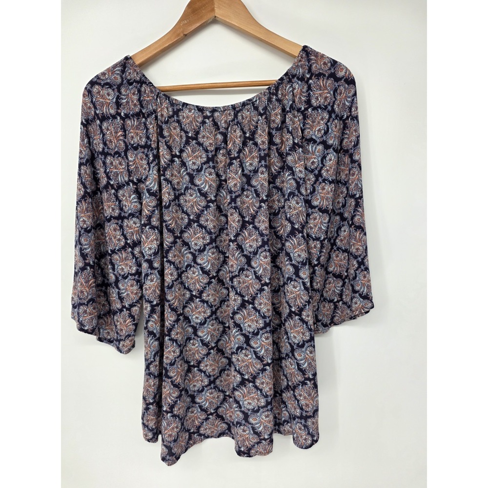 Daniel Rainn Blouse Size Medium Kimono Sleeve Elastic Neckline Peasant  Boho